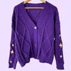 Womens Knits Tees Speak Y2K Now Purple Cardigan Femmes Automne Hiver Pull Brodé Étoile Tay Top Lor Cardigans Tricotés Vintage V Neck Pulls 230808