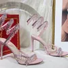 Rene Caovilla Crystal Chandelier High-Heeled Sandals Womens Fairy Style Luxury Diamond Serpentine Wrapped Roman High Heels 10cm Designer Bankettklänningskor