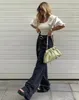 Streetwear Blue Jeans Woman Fashion Denim Vintage Clothes Women's Pants Straight Leg Jeans Woman High midjan