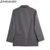 Women's Suits ZAWAHIKI Casual Solid Color Loose 2023 Spring Autumn Designed Chic Women Blazers Korean Temperament Slit Breasted Tops