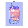 Canvas Painting Cartoon Style Bubble Tea Soda Drinks Fruit Juice Wall Art Nordic Anime Drinks Posters Prints Aesthetic Pictures Kitchen Dining Room Decor Wo6