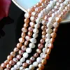 Koraliki słodkowodne perły białe/różowe/fioletowe barok 7-9 mm 14 "fppj hurtowa natura luźna do biżuterii DIY