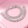 Chains 14MM Iced Out Chain Prong Cuban Link Necklaces For Women Hip Hop 2 Row Rhinestone Rhombus Rapper Jewelry