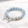 Strand ALLME Vintage 14K Gold Plated Brass Blue Color Natural Stone Real Freshwater Pearl For Women Female