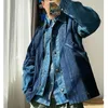 Hommes Vestes Bleu Teint Kendo Tissu Faux Deux Pièces Denim Patchwork Veste pour Hommes Lâche Cpwbpy Manteau Top Mâle 230809