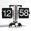 Table Clocks Creative Flip Down Page Desk Retro Clock Stainless Steel Mechanical Automatic Home Decor