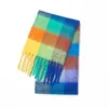 Scarves Luxury Brand Winter Plaid Scarf Women Warm Pashmina Foulard Female Wraps Bufanda Tassels Shawl Long Stole Rainbow Hairy 230808