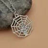 12Pc Halloween Antique Silver Spider Web Pendant Necklace For Men Jewelry Gift T-012