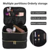 Sacs à cosmétiques cas 30 grilles sac de maquillage en nylon double couche conception sac à main manucure avec poignée professionnel étui à ongles organisateur 230808