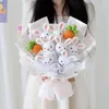 Flores decorativas buquê de rabanete de lã tricotado à mão criativo presente de aniversário bonito para meninas para dar flores de casamento para crianças