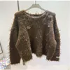 Kadın Sweaters Yüksek Kaliteli Saç Sonbahar/Kış Moda Alpaca Yün Triko Love Metal Sweater Kadın