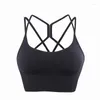 Yoga Outfit Women Cross traspirante senza anello in acciaio Reggiseni sportivi Cinghie sottili Palestra Beauty Back Running Workout Top Soild Color Reggiseno push up