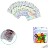 Packing Bags Wholesale 100Pcs Lot Resealable Plastic Retail Packaging Holographic Aluminum Foil Pouch Smell Proof Bag For Food Stora Dh97T