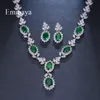 Свадебные ювелирные украшения наборы Emmaya Brand Fashion Luxury Cubic Циркония свадебное зеленое овальное хрустальное ожерелье 230808