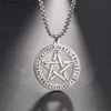 Fishhook Tetragrammaton Pendant Necklace Wahyeh Magic Blessed Pentagram of Solomon Amulet Gift Man Woman Stainless Steel Jewelry L230620