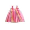 Sukienki dziewczyny gaun sellempang jala pelangi populer baru musim Panas 2023 Gaun Putri Renda Tepi Telinga Kayu Gaun Pesta Suppulower Berbulu