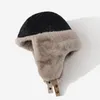 Beanie / Skull Caps Sombrero ruso para hombres Sombrero de piloto con orejeras Invierno Coreano Empalme Faux Rabbit Ushak Bomber Trapper Gorro cálido engrosado Gorro de esquí para mujer 230809