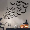 Autre événement fête fournitures 16 pièces Halloween 3D noir chauve-souris Stickers muraux amovible bricolage décalcomanie décoration horreur chauves-souris 230808