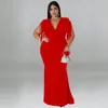 Plus Size Jurken Elegante Vrouwen Effen Curve Omzoomd Jurk 2023 Zomer Avond Kwastje Jurk Mode Prom Outfit 3xl 4xl 5xl 6xl