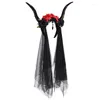 Fermagli per capelli Corno di pecora gotico Fascia per capelli Decorazione floreale Foreste Pografia animale Puntelli Diavolo Cosplay Costumi Cerchio di Halloween