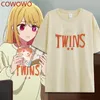 Herren-T-Shirts COWOWO Anime OSHI NO KO COS Hoshino Ai Unisex Sommer Lässiges und bequemes Cartoon-Druck-Baumwoll-Kurzarm-T-Shirt