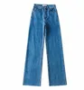 Streetwear Blue Jeans Woman Fashion Denim Vintage Clothes Women's Pants Straight Leg Jeans Woman High midjan