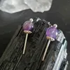 Dangle Earrings Natural 6mm Purple Round Amethyst Beads Silver Mother's Day Accessories Christmas Party CARNIVAL Holiday Gifts Cultured