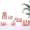 Cosmetic Jar Empty Pink Glass Jars Refillable Travel Cream Bottle Makeup Sample Container Pot with Rose Gold Lid for Cream Lotion Lip Balm 5g 10g 15g 20g 30g 50g 60g 100g