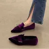 Dress Shoes 2023 New Spring Pointed Toe Women Flat Shoes Fashion Velvet Ladies Elegant Ballet Shoes Flat Heel Slip On Casual Loafers J230808