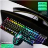 Keyboard Gaming klawiatura Rosyjska EN RGB Podświetlenie i myszy gracz przewodowy dla komputerowego EPACKET275S DOSTAWOWANIE Komputery Networking Dhnpl