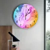 Wall Clocks Marble Colorful Pattern Bedroom Clock Large Modern Kitchen Dinning Round Watches Living Room Watch Home Decor