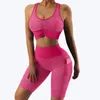 Active Sets Women's Grid Patterned Beauty Back Sports Bra High Waist Yoga Pants Fitness Set Suit Crop Top Gym Wear Female