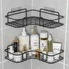 Prateleiras de banheiro Acessórios de chuveiro de parede Rack Holder Gel Storage Modern Shampoo No On Corner Black Shelf Drilling 230809