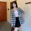 Damespakken Tweed Jas Kleding Korea Stijlvolle Retro Double-Breasted Blazer Elegant Chic Office Dames Jas Vrouw 2023