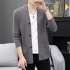 Herrtröjor Spring Autumn Herrmärket Fashion Business Casual Solid Color V-Neck Sticked Cardigan Sweater Men Cardigan Coatss-3XL 230808