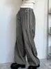 Kvinnor byxor capris snäckt snörning spetsa rosa lastbyxor hög midja y2k streetwear sidor strips baggy sweatpants kvinnor raka casual byxor koreansk stil 230809