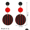 Dangle Lustre À La Mode Simple Rond Noir Blanc Fringe Boucles D'oreilles Pour Les Femmes Longue Acrylique Bande Gland Déclaration De Mode Jewelr Dhl5L