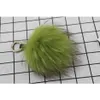 18CM Big Fluffy Bugs Keychains With Feather Real Fox Fur Ball Key Chain Bag Charm Monster Pompom Yellow259a