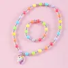 Hänge halsband Makersland barn söta halsband armband set söt hänge rosa lila pärlor flickor halsband pärlor diy smycken grossist 230808