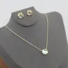 Pendentif Colliers Collier Boucles D'oreilles Hexagone Verre Gem Véritable Plaqué Or 18K Dangles Glitter Jewelries Lettre Cadeau Avec sac à poussière gratuit