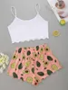 Indumenti da notte da donna Stile Fashion Lady Summer Cartoon Avocado Print Canotta con pantaloncini Pigiama Set Comfort INS Home Wear Underwear