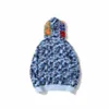 A Swimming Ape Automne et Hiver Hommes et Femmes Tendance Tête de Requin Motif Camouflage Double Chapeau Pull Occasionnel Bain Ape À Capuchon