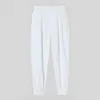 Men's Pants Summer Ice Silk Ultra-thin Casual Suit 2023 Fashion Zipper Beam Feet Street Harem Ankle Length Trousers Black White