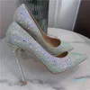 Casual Designer Sexy Lady Femmes Chaussures Glitter Strass Pointy Toe Stiletto Stripper High Heels