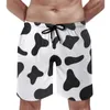 Pantaloncini da uomo Board Cow Print Skin Texture Casual Costume da bagno Macchie bianche e nere Asciugatura rapida Sport Surf Beach