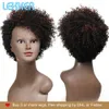 Syntetiska peruker Lekker Short Curly Human Hair Wigs For Black Women Pixie Bob Afro Kinky Brazilian Remy Natural Part Side With Bangs Wigs 230808