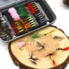 Esche Esche MNFT Mosche per pesca a mosca Kit 40Pcs 56Pcs Esche fatte a mano Dry Wet Nymph Bass Trout Salmon Bait 230809