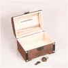 Nyhetsartiklar Box Wood Treasure Bank Storage Chest Piggy Wood Vintage Money Coin Lock Boxes Smycken Saving Pirate Organizer Decorati Dhtzk