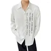 Chemises décontractées pour hommes hommes chinois imprimé à manches longues en vrac noir foncé mode Vintage mâle Harajuku Streetwear robe Blouses
