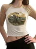 女性のTシャツ女性SヴィンテージY2Kグラフィックプリントクロップトップ夏のパーティーやストリートウェアのためのスタイリッシュな半袖美学Tシャツ